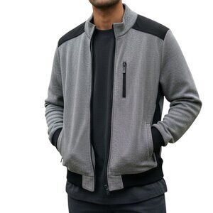 KENNETH COLE Reaction Men's Gray/Black Sweater Bomber Style Jacket - Size L